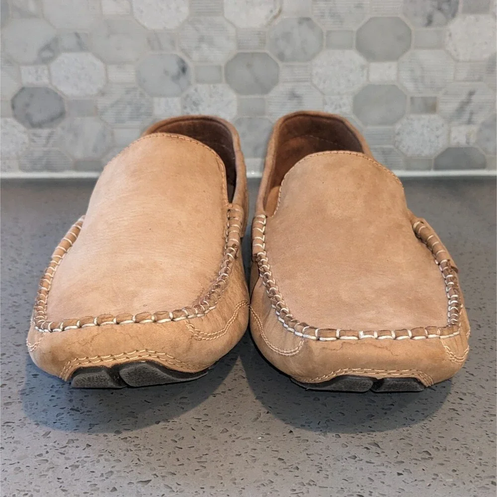 Kickers Men’s Tan Leather Driver Loafers Slip On Shoes EUR 42 US 9